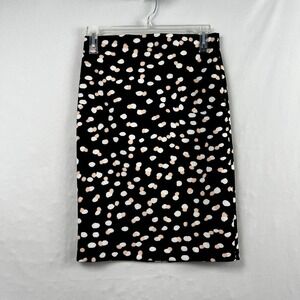 Philosophy Republic Clothing Black Polka Dot Pencil Skirt Womens 4 Stretch Knee